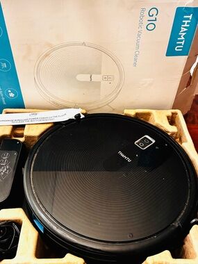 Black Robot Vacuum Cleaner - Compact Home Floor Cleaner